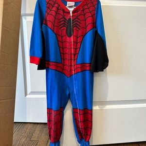 Kids size 3 spider man onesie. Blue and red. Can be used on Halloween day